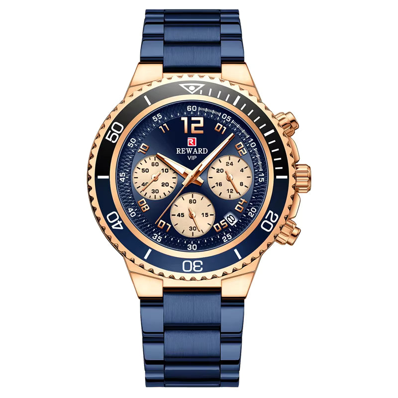 Reward VIP Trendy Design Waterproof Stainless Steel Quartz Watch Luxury Watch Gold Plating Fashion Wrist Watch