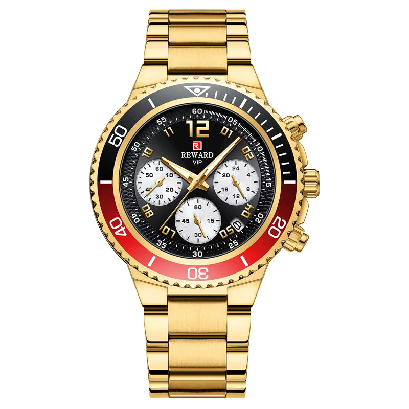 Reward VIP Trendy Design Waterproof Stainless Steel Quartz Watch Luxury Watch Gold Plating Fashion Wrist Watch