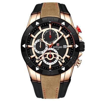 Reward Vip Luxury Chronograph Waterproof Leather Silicone New Big Dial Sports Wristwatch Men Blue Quartz Watch