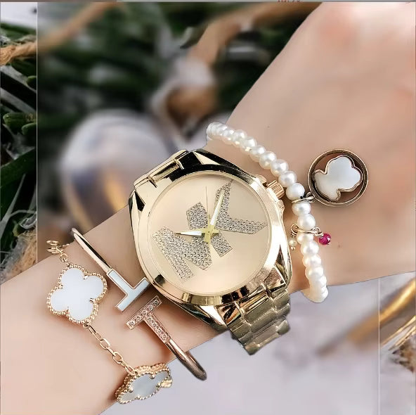 Women's Diamond Quartz Watch Waterproof Simple Dial High-Looking New Versatile Fashion