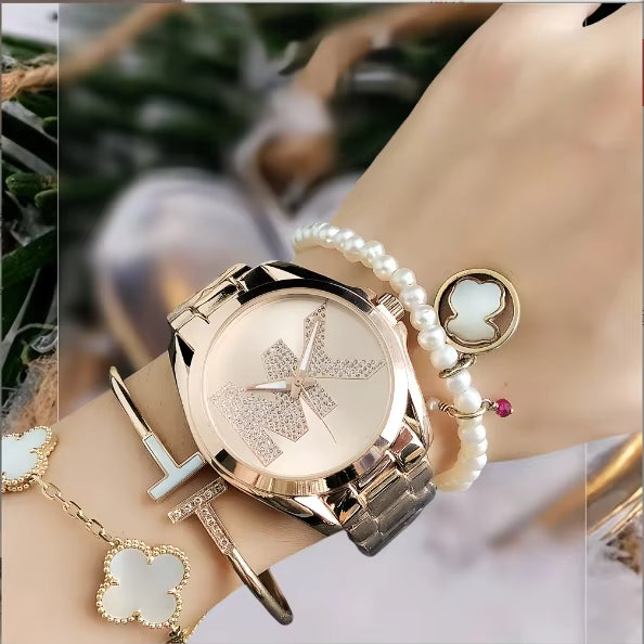Women's Diamond Quartz Watch Waterproof Simple Dial High-Looking New Versatile Fashion