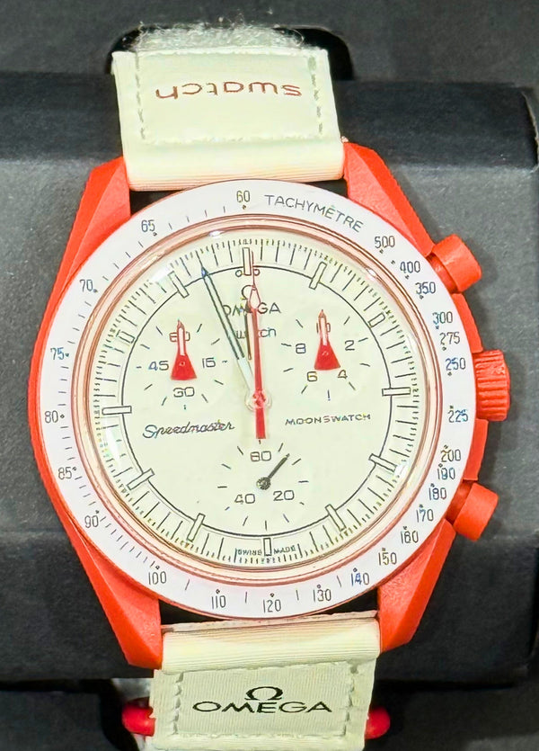 Omega Swatch Style Chronograph – Mars Red Edition (2025)