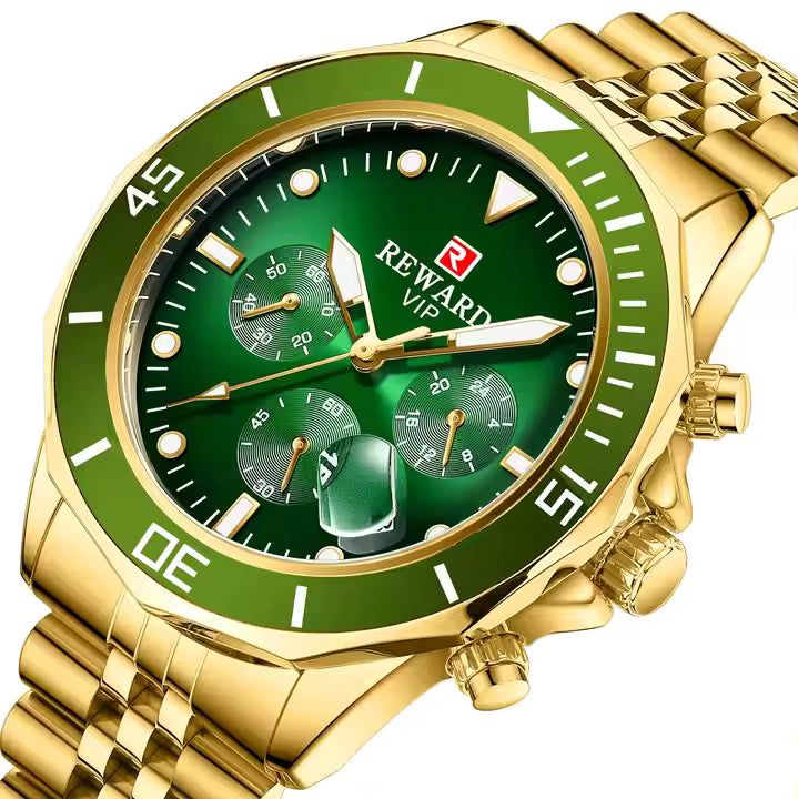 Reward Vip Wrist Watch for Men Big Luminous Pointer Stainless Wrist Watch Waterproof Luxury Montre Homme