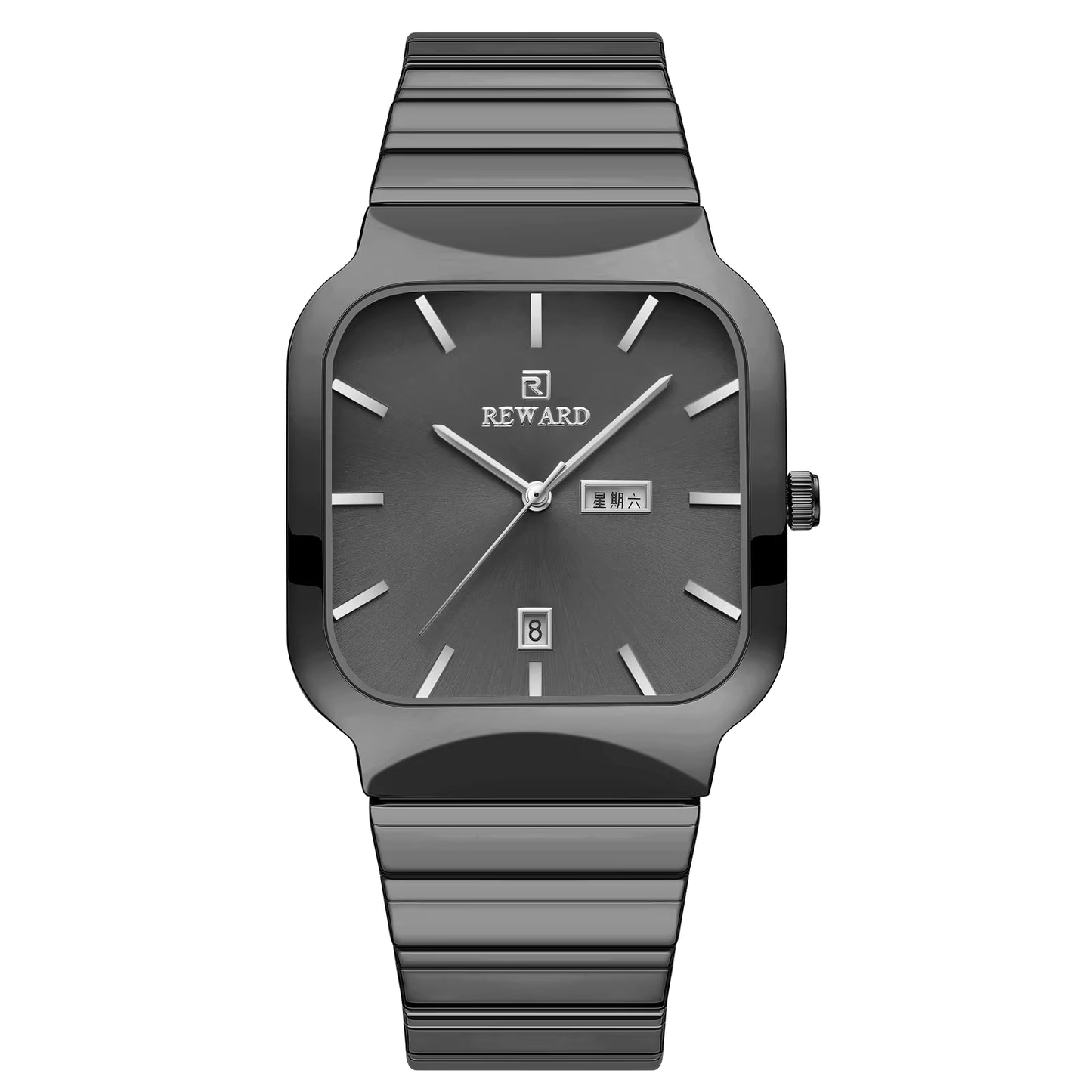 Quartz Watches for Men Sport Date Week Calendar Wrist Watches Stainless Steel Wristwatch