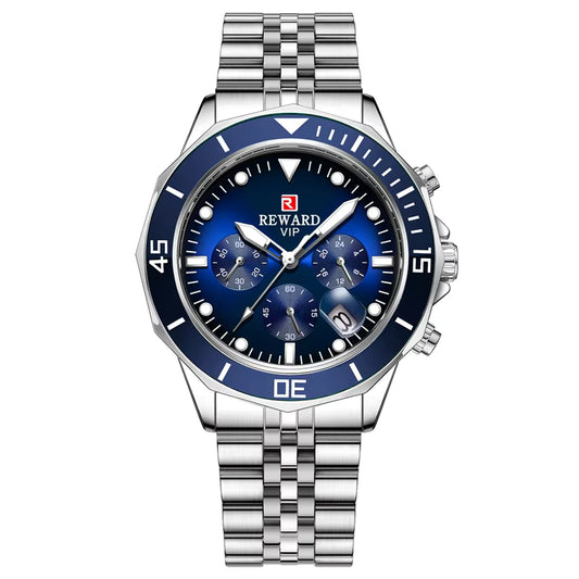 Reward Vip Wrist Watch for Men Big Luminous Pointer Stainless Wrist Watch Waterproof Luxury Montre Homme