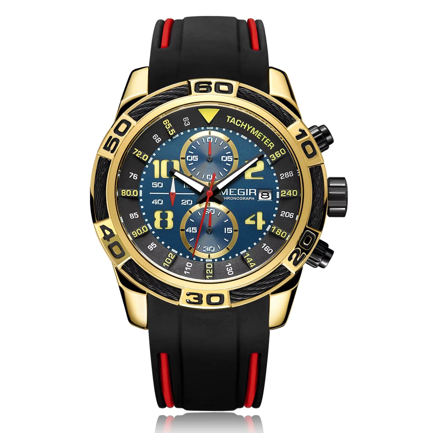 MEGIR Top Brand Luxury Sports Watches for Men Silicone Luminous Date Quartz Chronograph Wristwatch Reloj Hombre