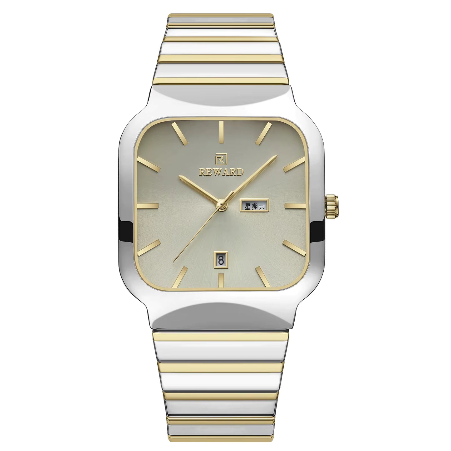 Quartz Watches for Men Sport Date Week Calendar Wrist Watches Stainless Steel Wristwatch