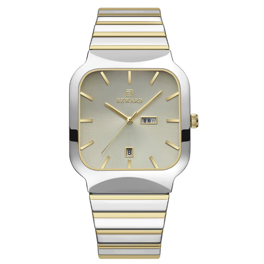 Quartz Watches for Men Sport Date Week Calendar Wrist Watches Stainless Steel Wristwatch