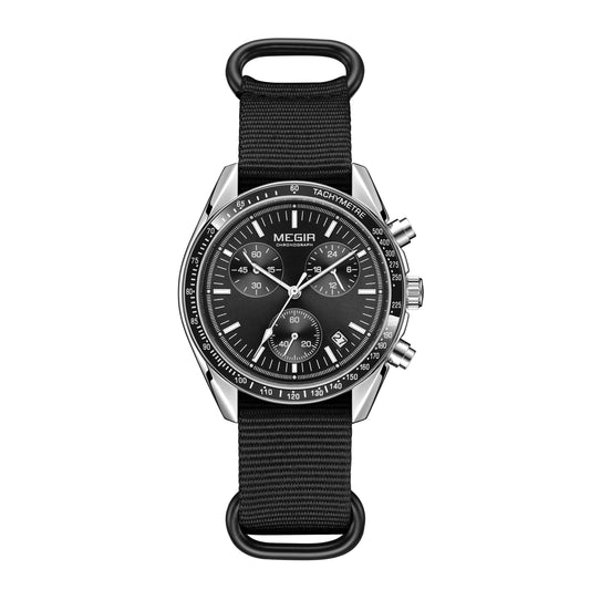 MEGIR 2247 Fashion Brand Men Wristwatches Sport Watches Canvas Strap Waterproof Chronograph Gift for Men Montre Homme