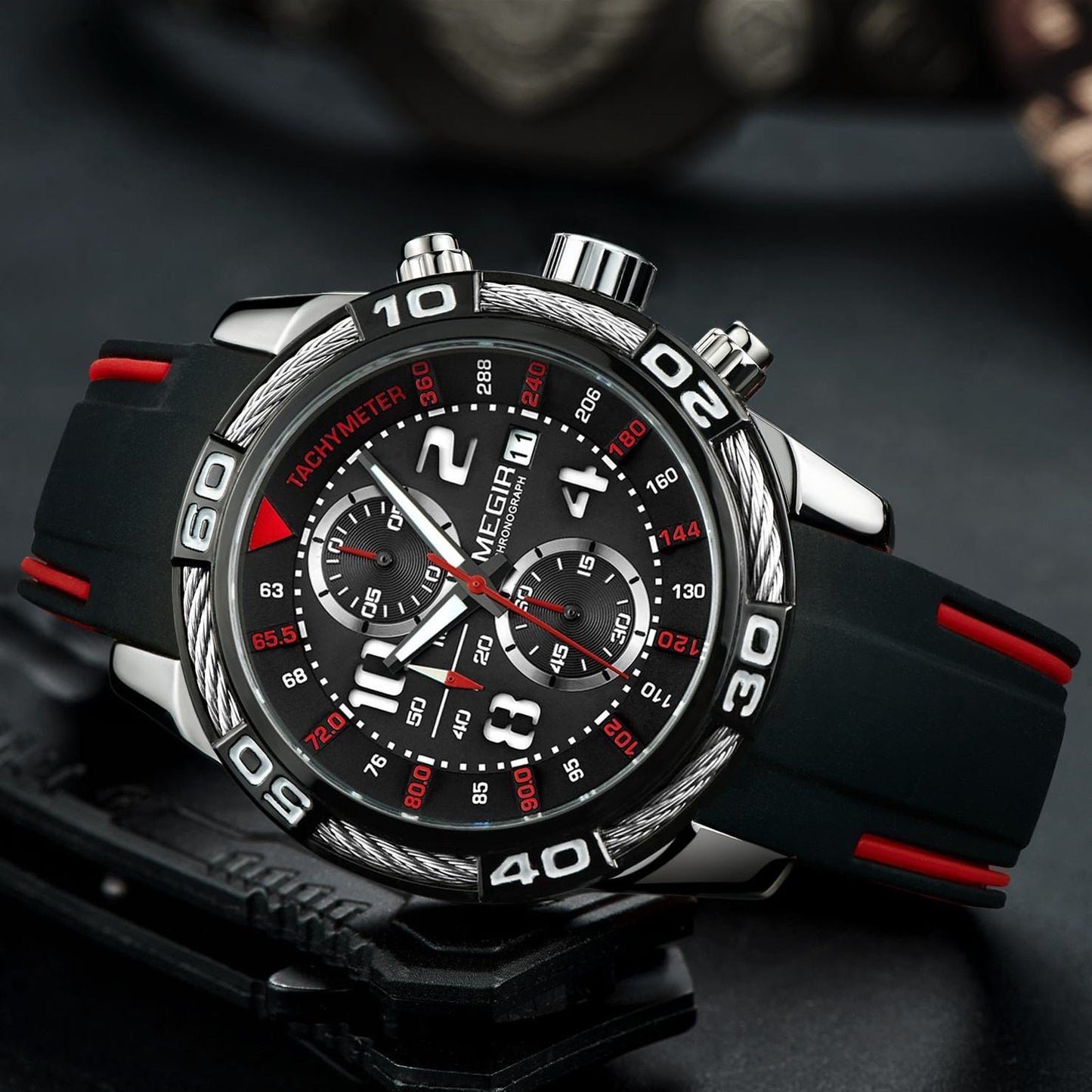 MEGIR Top Brand Luxury Sports Watches for Men Silicone Luminous Date Quartz Chronograph Wristwatch Reloj Hombre