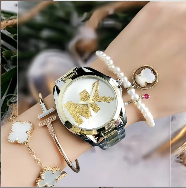 Women's Diamond Quartz Watch Waterproof Simple Dial High-Looking New Versatile Fashion