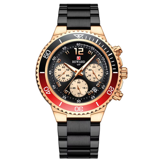 Reward VIP Trendy Design Waterproof Stainless Steel Quartz Watch Luxury Watch Gold Plating Male Fashion Wrist Watch
