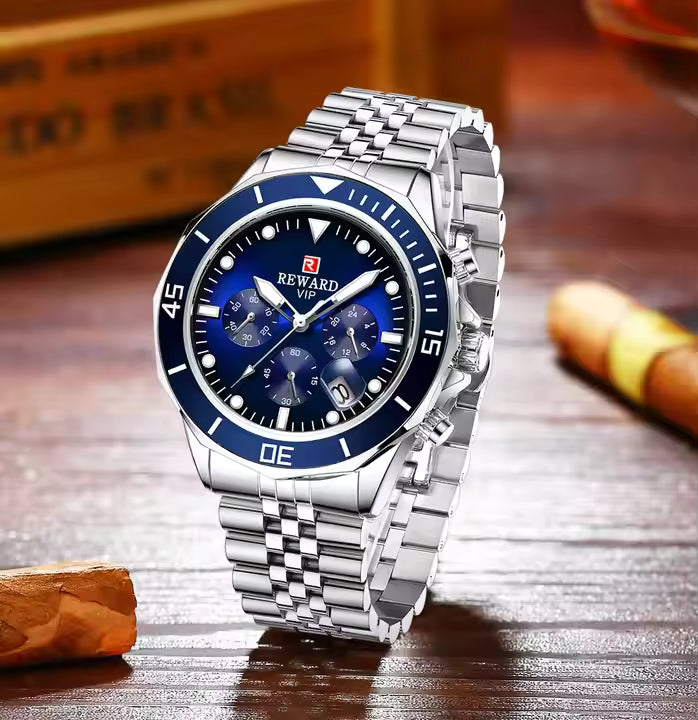 Reward Vip Wrist Watch for Men Big Luminous Pointer Stainless Wrist Watch Waterproof Luxury Montre Homme