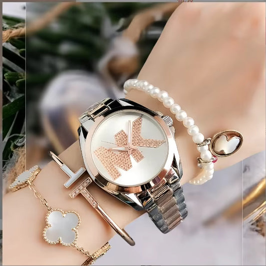 Women's Diamond Quartz Watch Waterproof Simple Dial High-Looking New Versatile Fashion