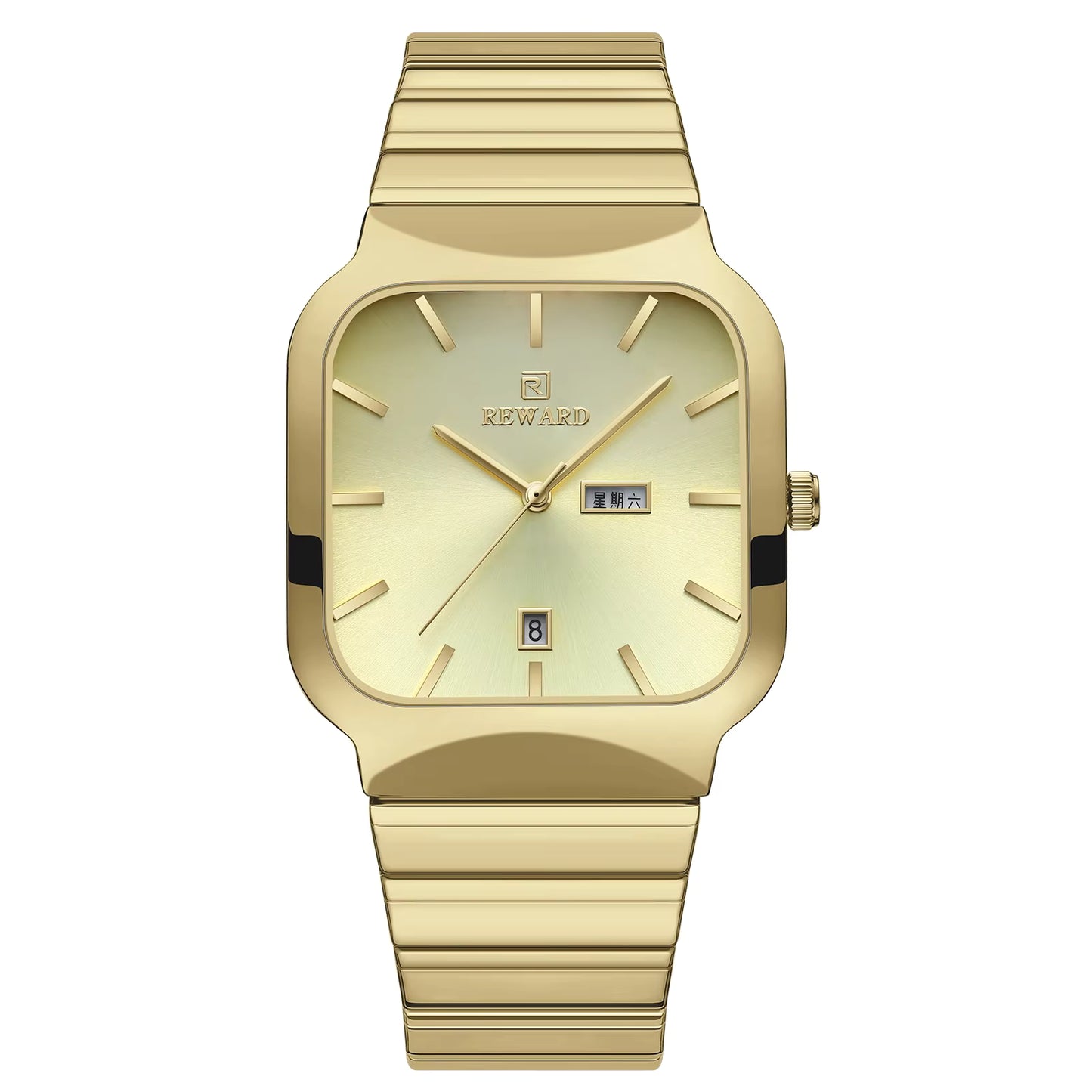 Quartz Watches for Men Sport Date Week Calendar Wrist Watches Stainless Steel Wristwatch