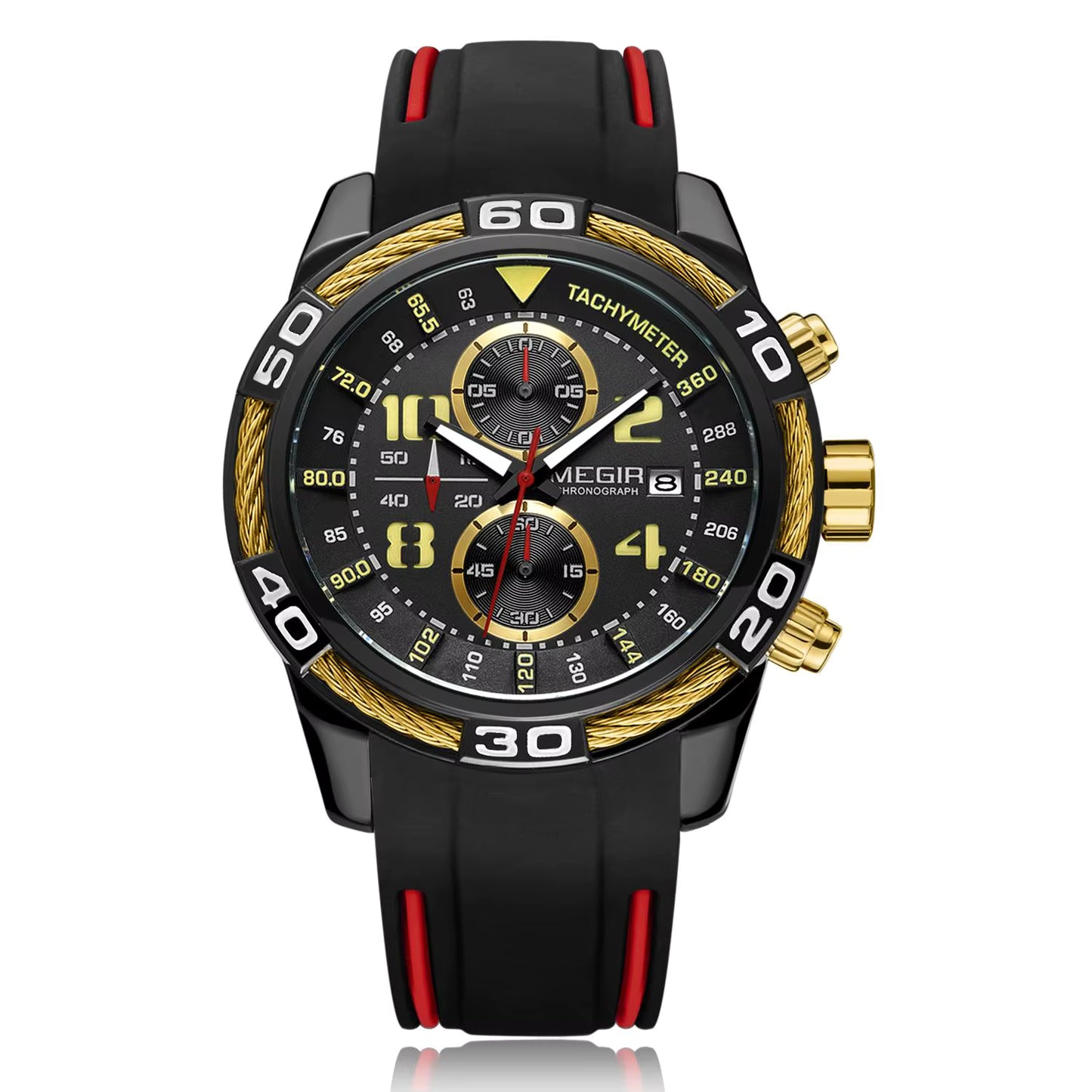 MEGIR Top Brand Luxury Sports Watches for Men Silicone Luminous Date Quartz Chronograph Wristwatch Reloj Hombre